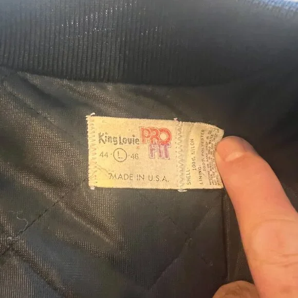 TRUE VINTAGE Herman Joseph's Black Satin Jacket on King Louie Union Made Tag - Picture 4 of 7